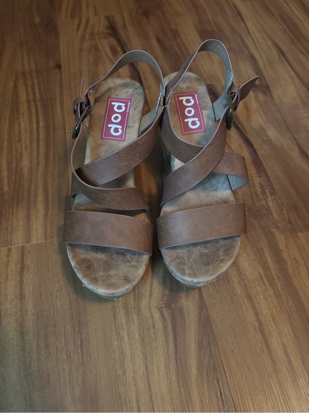 pop Tan Crisscross Strap Slingback Sandals